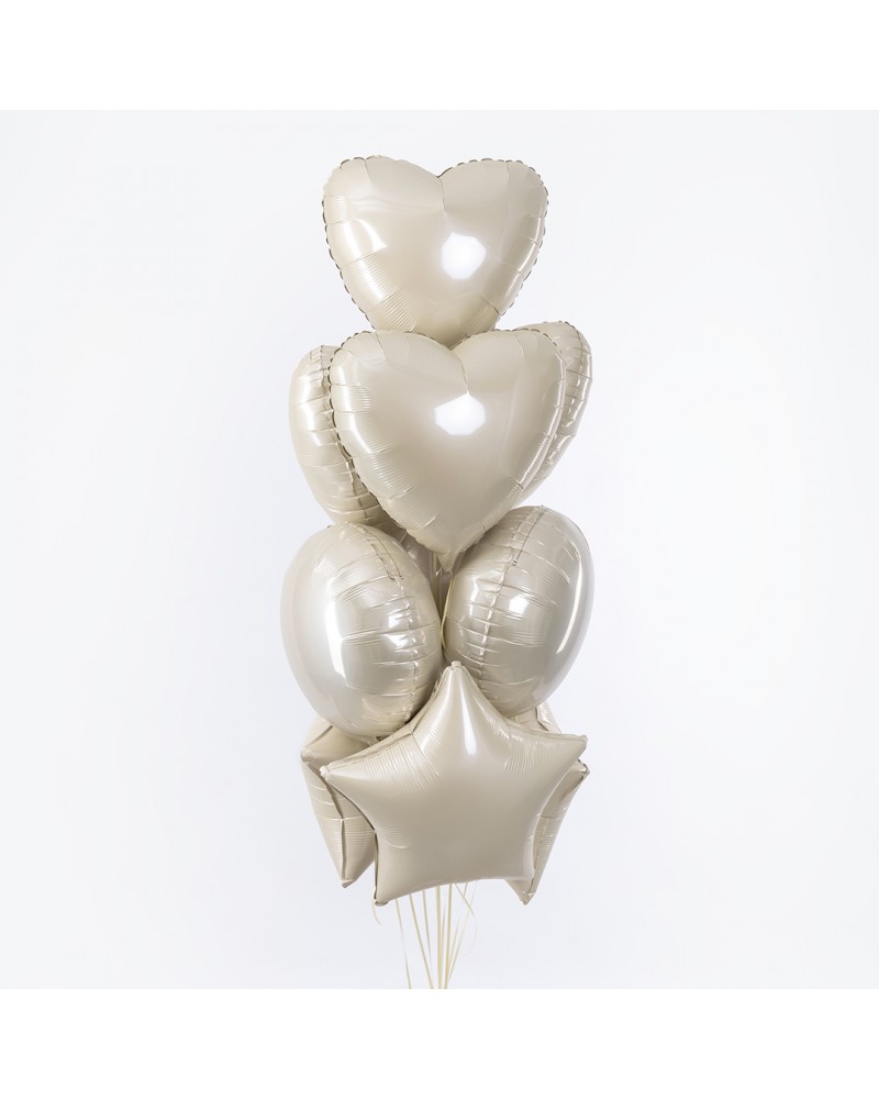 Шар (18''/46 см) Сердце, Кремовый, Сатин