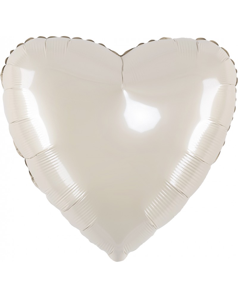 Шар (18''/46 см) Сердце, Кремовый, Сатин
