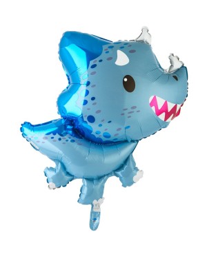 Шар (32''/81 см) Фигура, Динозаврик Трицератопс, Голубой