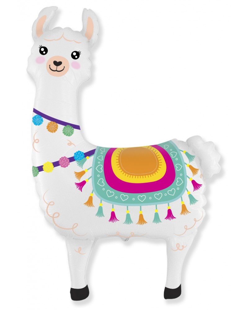 Шар (37''/94 см) Фигура, Лама Альпака, Белый