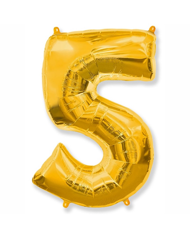 Шар (40''/102 см) Цифра, 5, Золото
