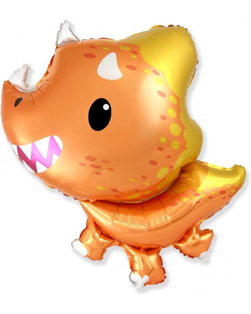 Шар (32''/81 см) Фигура, Динозаврик Трицератопс, Оранжевый