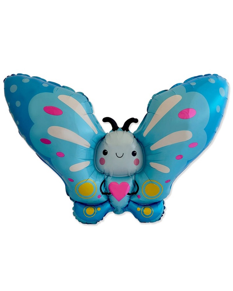 Шар ФИГУРА Бабочка голубаяс сердцем