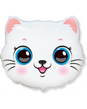 Шар (22''/56 см) Фигура, Голова, Милый Котенок, Белый