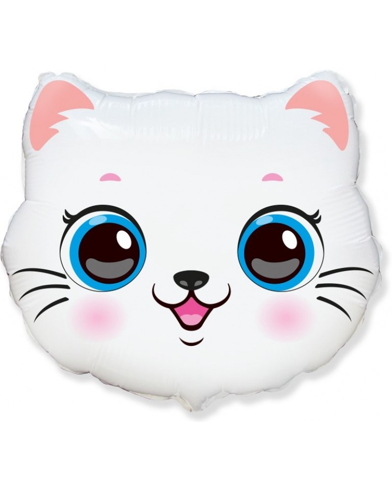 Шар (22''/56 см) Фигура, Голова, Милый Котенок, Белый