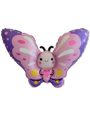 Шар ФИГУРА Бабочка розовая с сердцем