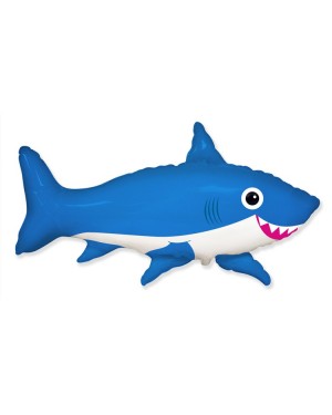 Шар (39''/99 см) Фигура, Счастливая акула, Синий
