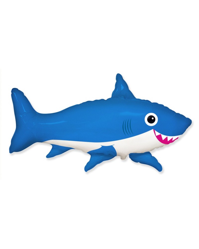 Шар (39''/99 см) Фигура, Счастливая акула, Синий