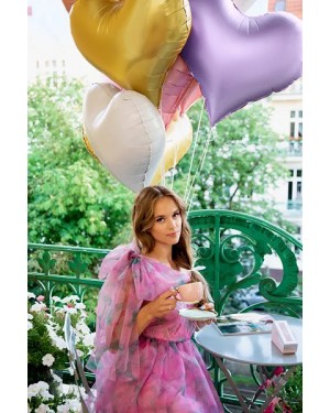 Шар (24''/61 см) Сердце, Люкс, Сиреневый, Сатин