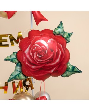 Шар (32''/81 см) Цветок, Акварельная роза, Красный
