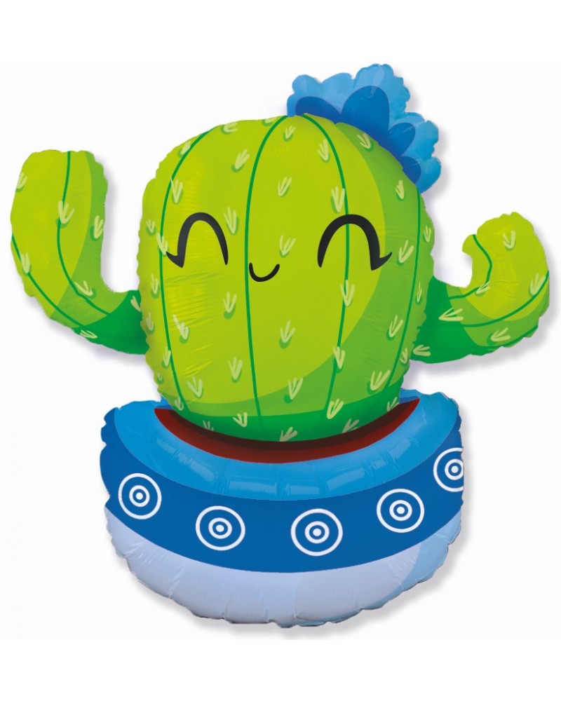 Шар (36''/91 см) Фигура, Счастливый кактус, Голубой