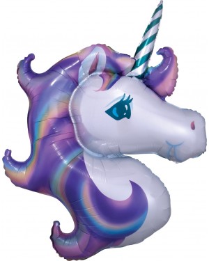 Шар (46''/117 см) Фигура, Голова, Нежный Единорог, Сиреневый