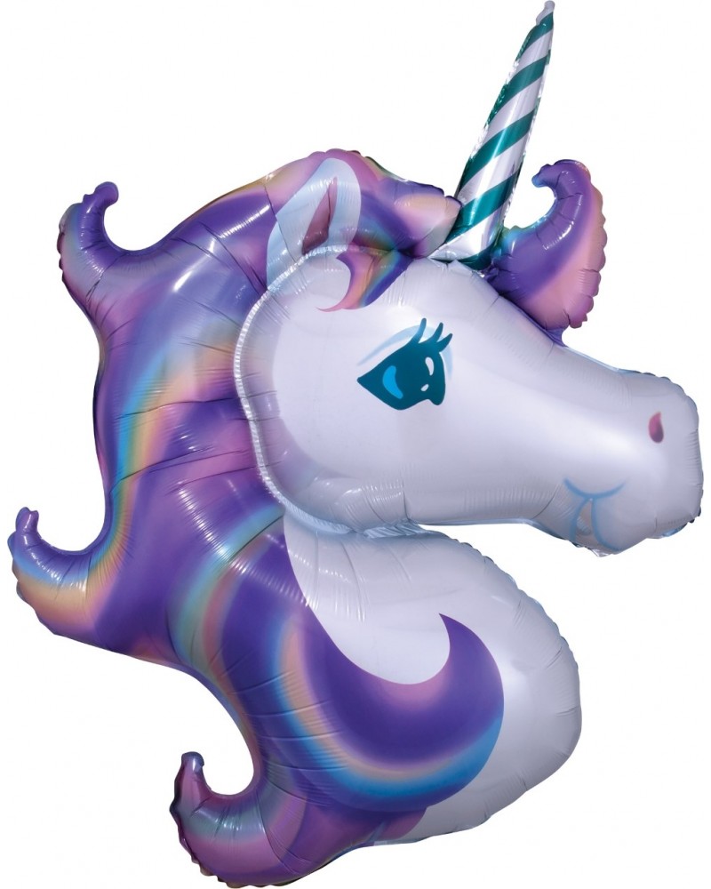 Шар (46''/117 см) Фигура, Голова, Нежный Единорог, Сиреневый