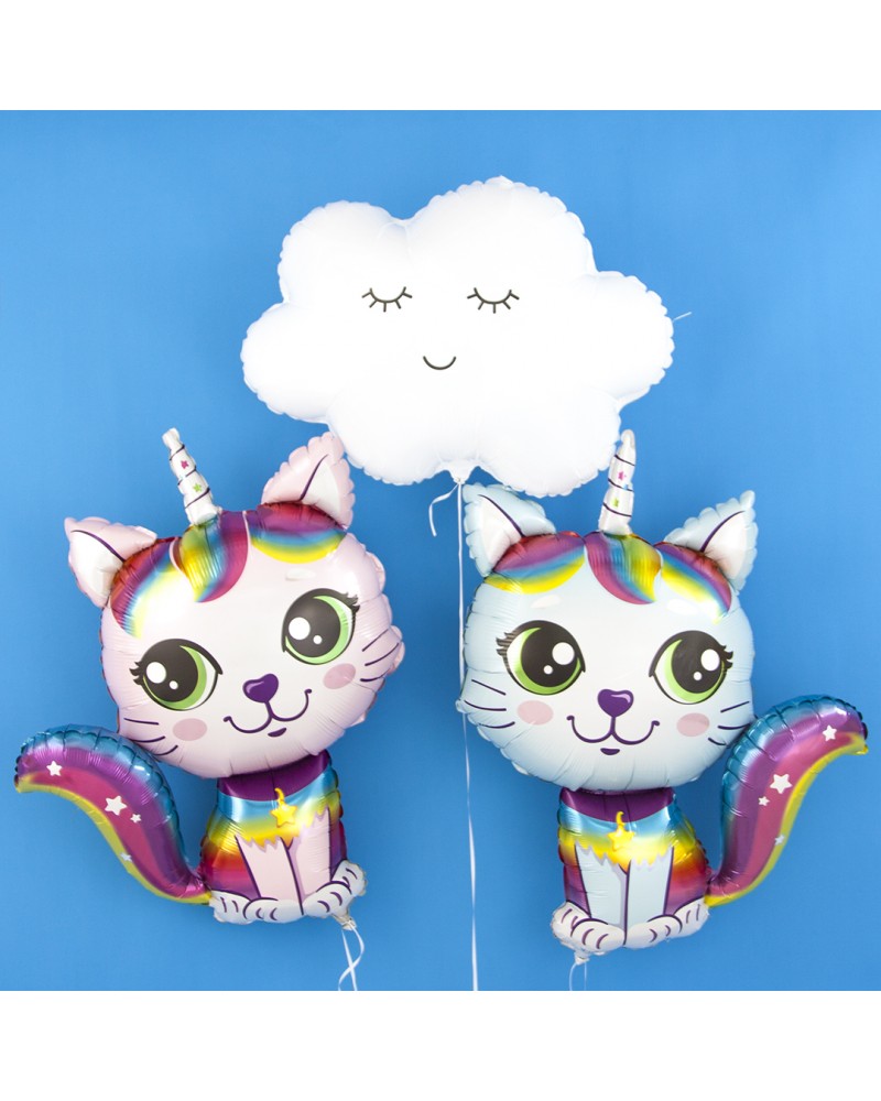 Шар (38''/97 см) Фигура, Котенок Единорог, Розовый/Голубой