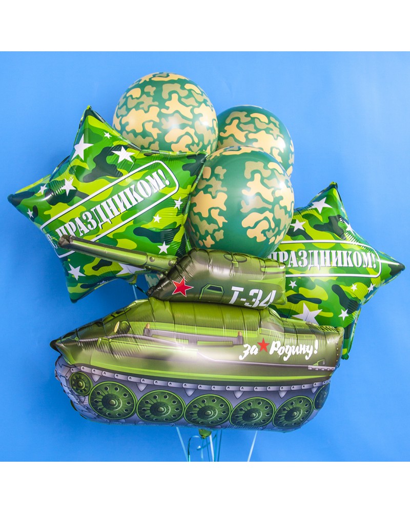 Шар (31''/79 см) Фигура, Танк Т-34, Зеленый