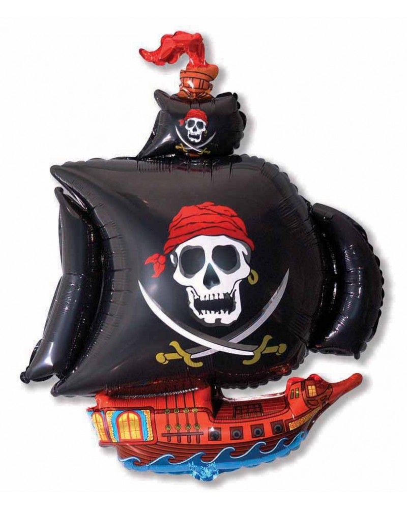 Шар (41''/104 см) Фигура, Пиратский корабль, Черный