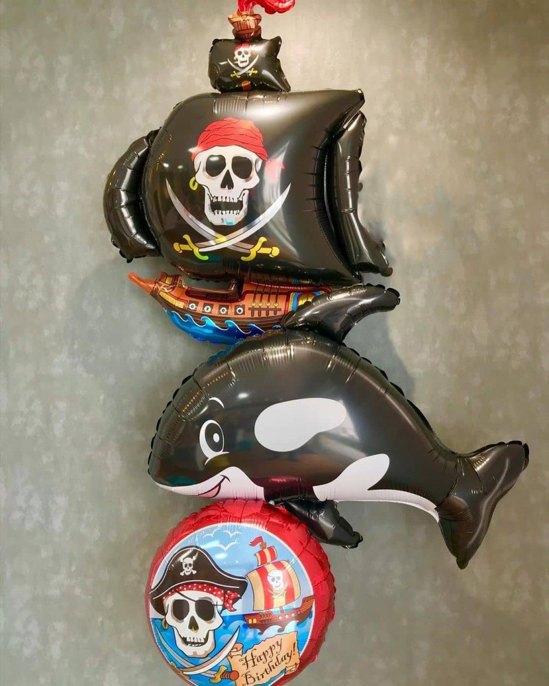 Шар (41''/104 см) Фигура, Пиратский корабль, Черный