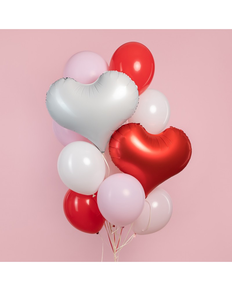 Шар (24''/61 см) Сердце, Люкс, Королевский красный, Сатин