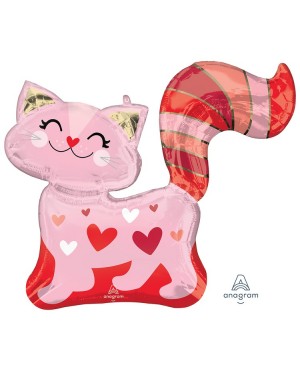 Шар ФИГУРА/P35 Кошка розовая с сердцами