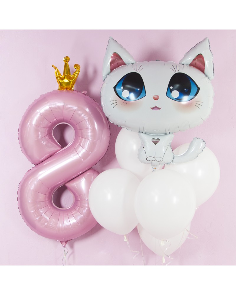 Шар (32''/81 см) Фигура, Котенок, Белый