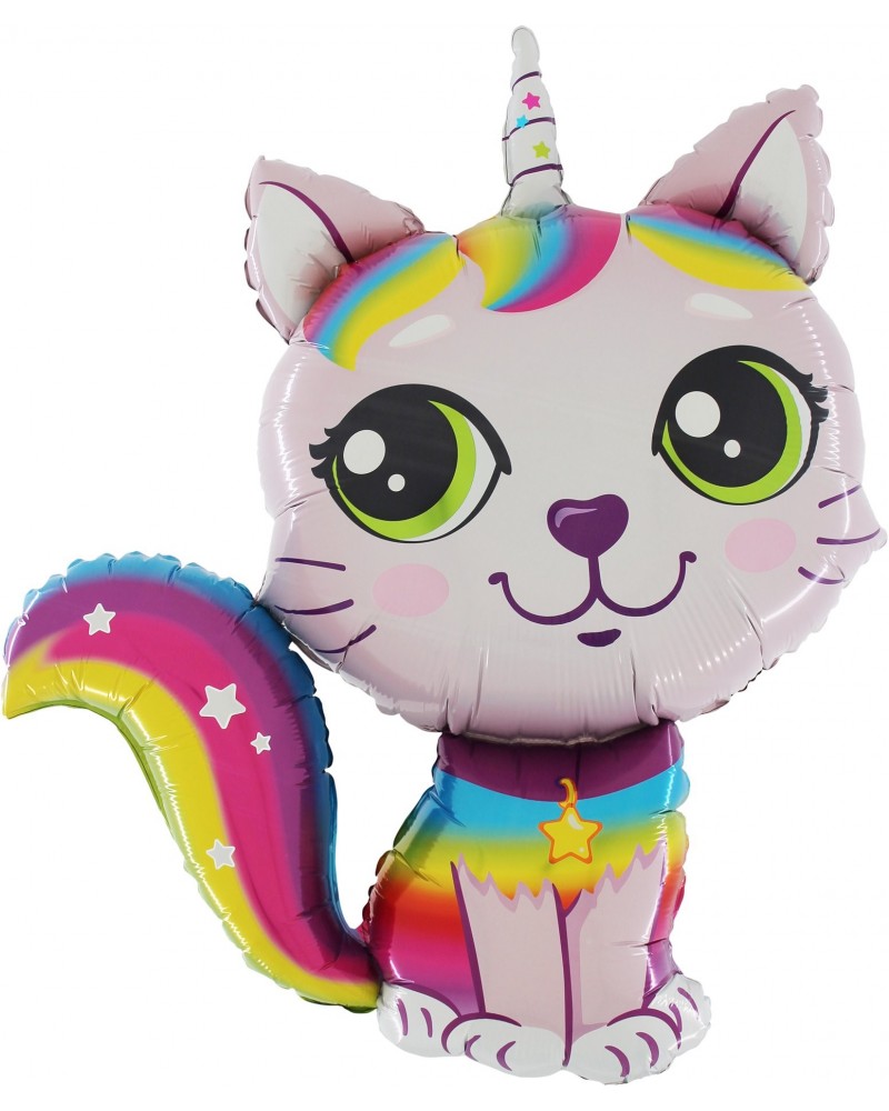 Шар (38''/97 см) Фигура, Котенок Единорог, Розовый/Голубой