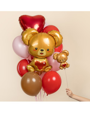 Шар (33''/84 см) Фигура, Плюшевый мишка с сердцем