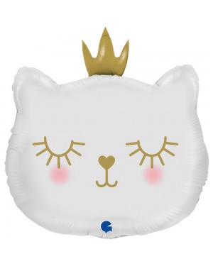 Шар (21''/53 см) Фигура, Котенок Принцесса, Белый