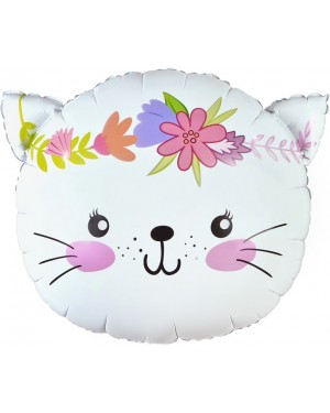 Шар (23''/58 см) Фигура, Котенок в цветах, Белый