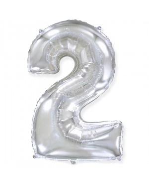 Шар (40''/102 см) Цифра, 2, Серебро