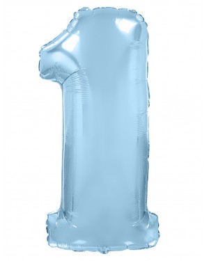 Шар (40''/102 см) Цифра, 1, Голубой макарунс