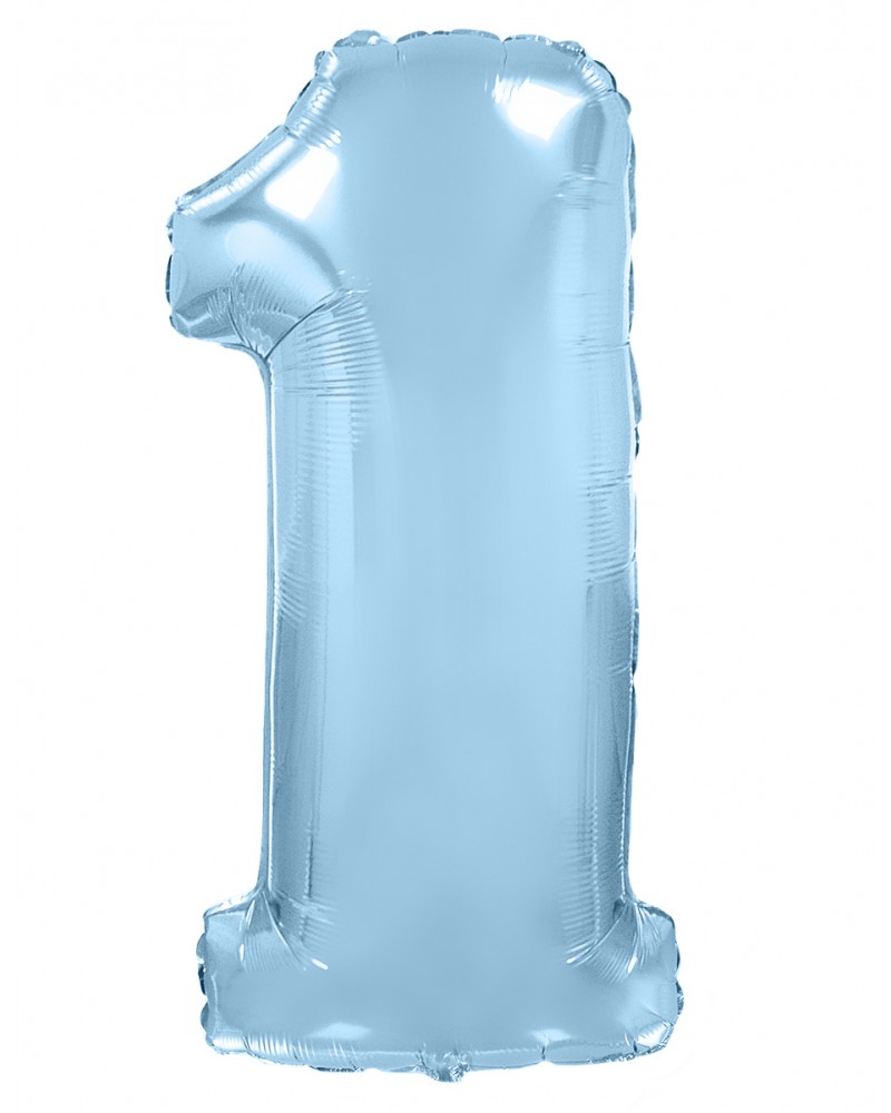 Шар (40''/102 см) Цифра, 1, Голубой