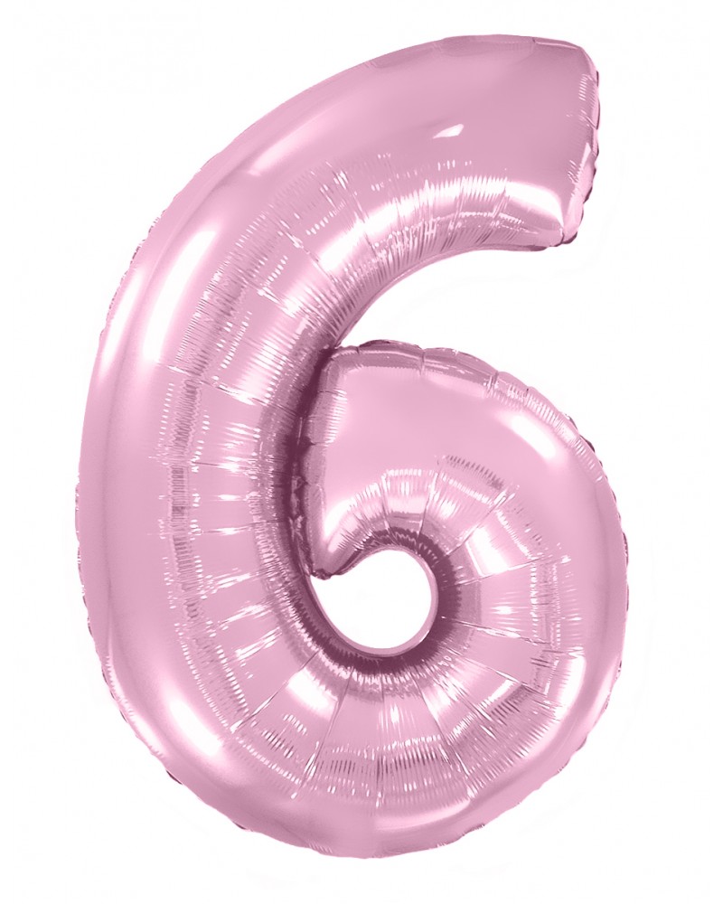 Шар (40''/102 см) Цифра, 6, Розовый