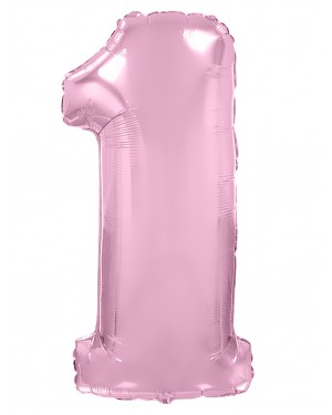 Шар (40''/102 см) Цифра, 1, Розовый макарунс