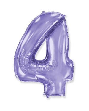 Шар (40''/102 см) Цифра, 4, Сиреневый