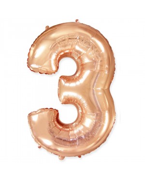 Шар (40''/102 см) Цифра, 3, Розовое Золото