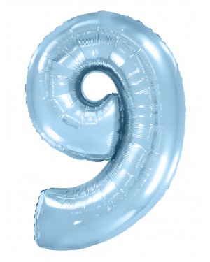Шар (40''/102 см) Цифра, 9, Голубой макарунс