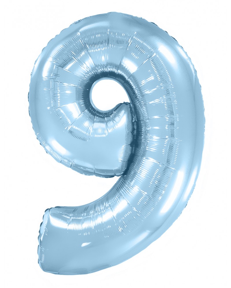 Шар (40''/102 см) Цифра, 9, Голубой
