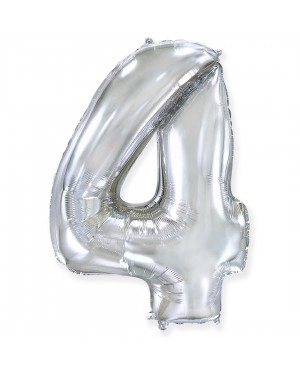 Шар (40''/102 см) Цифра, 4, Серебро