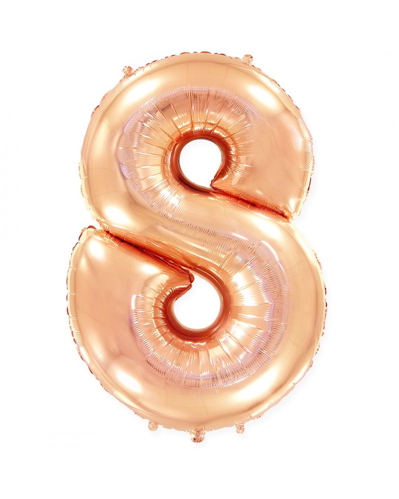 Шар (40''/102 см) Цифра, 8, Розовое Золото