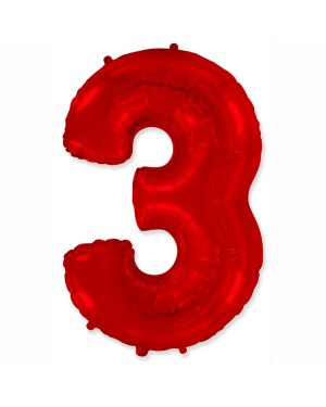 Шар (40''/102 см) Цифра, 3, Красный