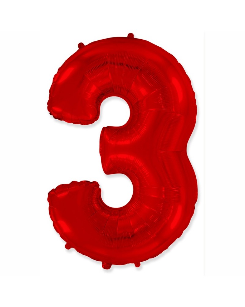 Шар (40''/102 см) Цифра, 3, Красный