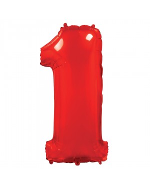 Шар (40''/102 см) Цифра, 1, Красный