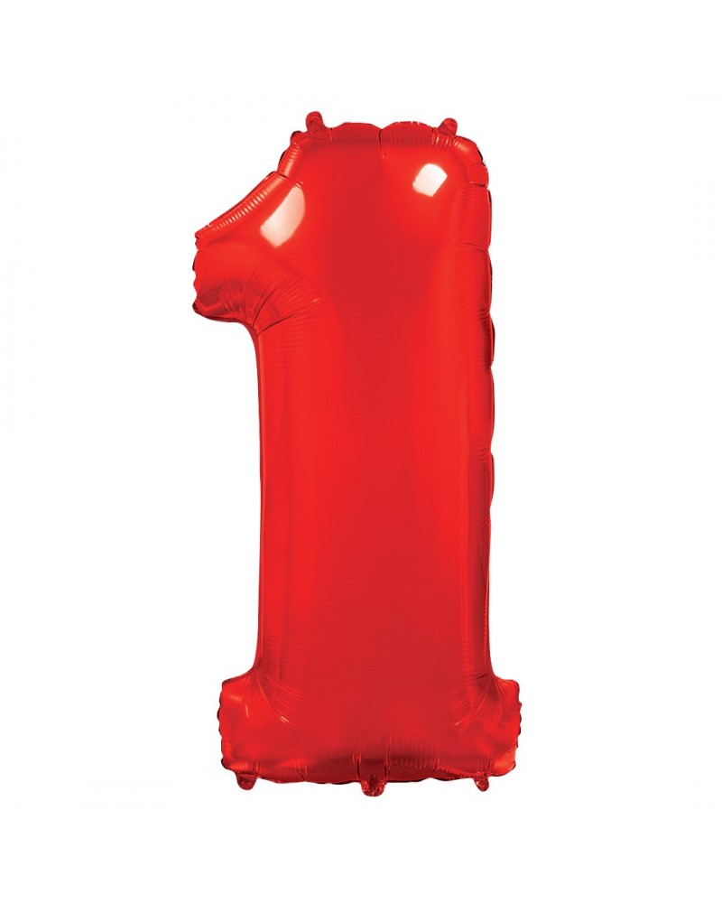 Шар (40''/102 см) Цифра, 1, Красный