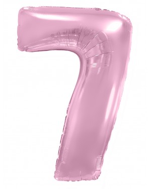 Шар (40''/102 см) Цифра, 7, Розовый макарунс