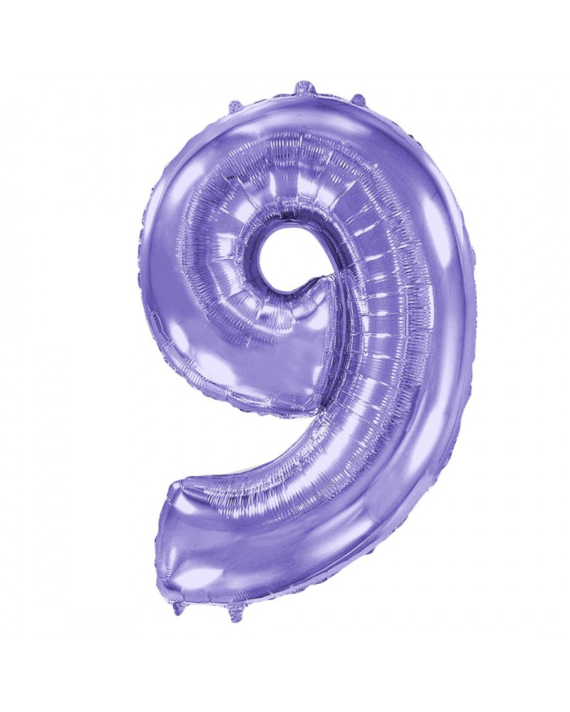 Шар (40''/102 см) Цифра, 9, Сиреневый
