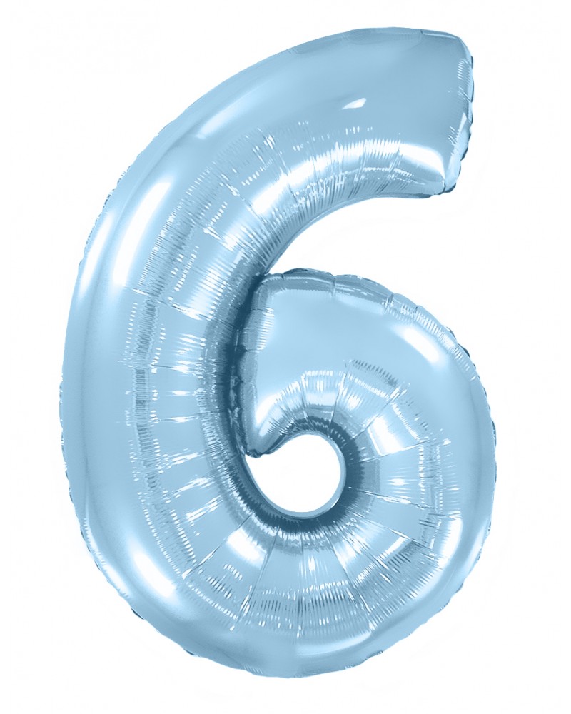 Шар (40''/102 см) Цифра, 6, Голубой