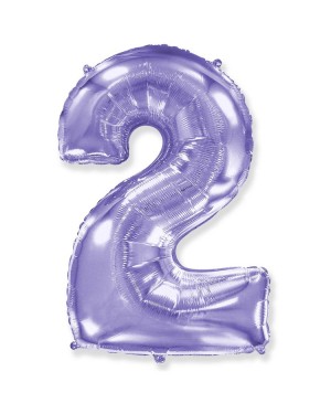 Шар (40''/102 см) Цифра, 2, Сиреневый