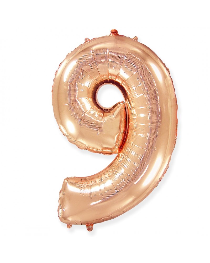 Шар (40''/102 см) Цифра, 9, Розовое Золото