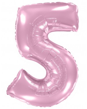 Шар (40''/102 см) Цифра, 5, Розовый макарунс