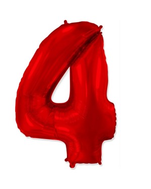 Шар (40''/102 см) Цифра, 4, Красный